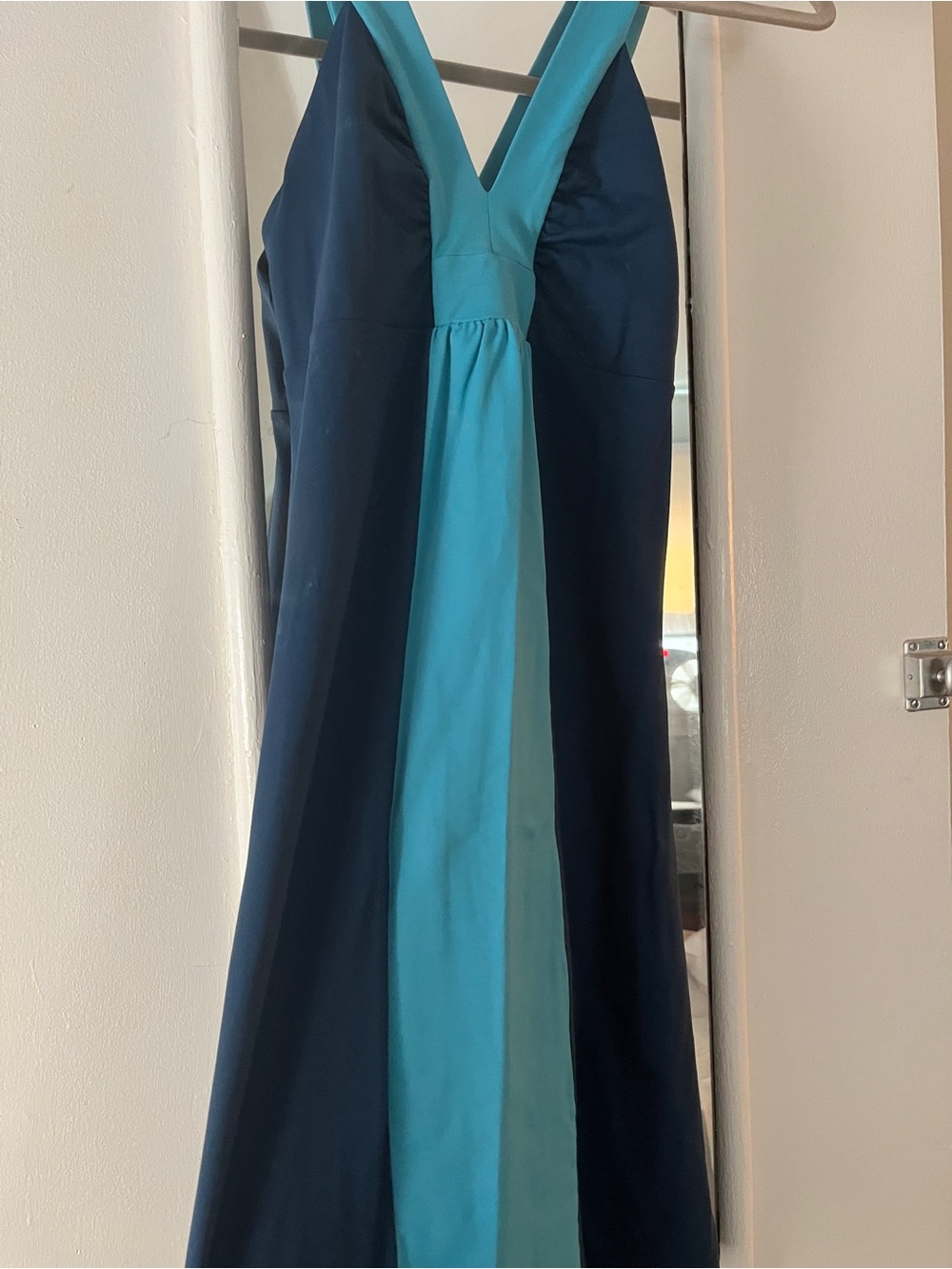 Patagonia Navy and Teal Colorblock V-Neck Maxi Dress
